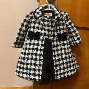 Fancy Baby Girl Houndstooth Coordinated Dress and Jacket Purple Rose 6-9 months